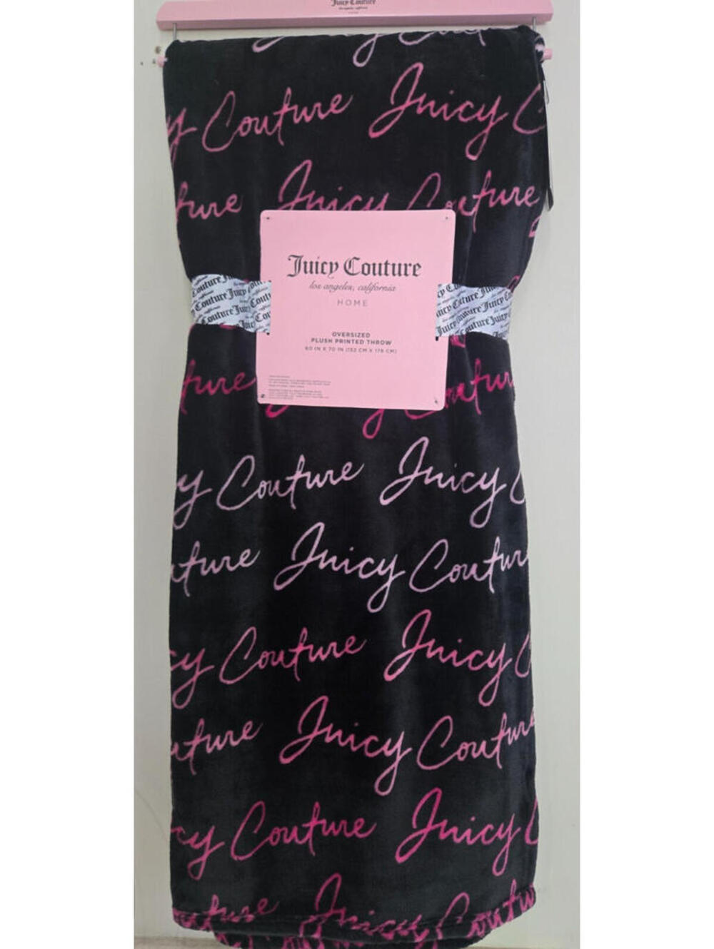 Juicy Couture Blanket NEW Plush Bedding Throw Signature Logo 50" x 60" NWT